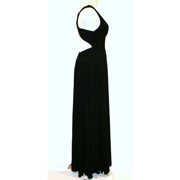 BCBG Maxazria Black Open Cross Back Floor Length Gown Small - Picture 8 of 12